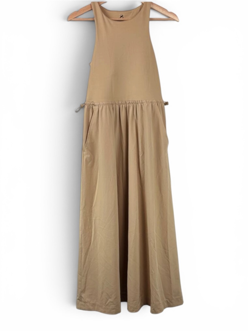 🤍 Lou & Grey Side Bungee Pocket Midi Dress | Size XS | Sandy Glow